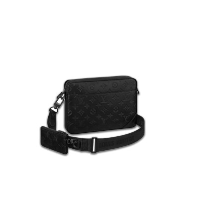 LOUIS VUITTON EMBOSSED LEATHER AND COWHIDE MESSENGER BAG SHOULDER CROSSBODY BAG M46602 (25*18.5*7cm) 